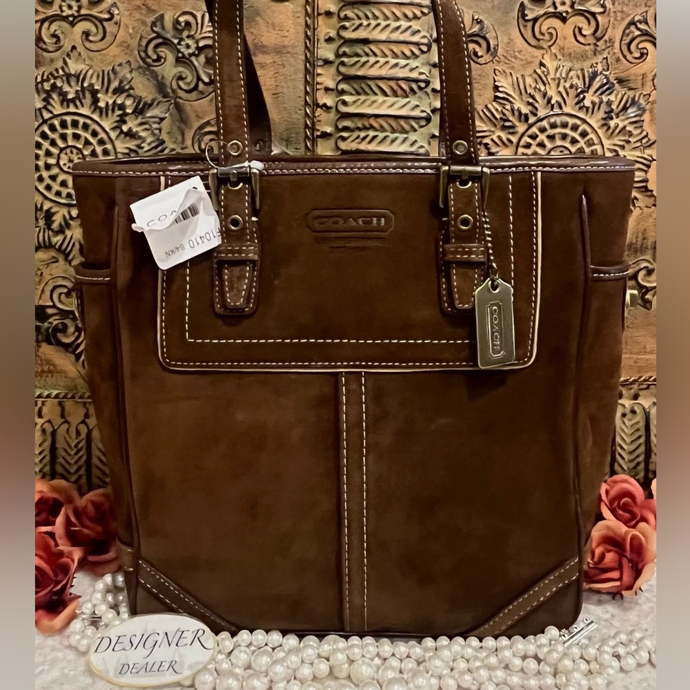 COACH Vintage Brown Suede Lunch Tote Bag 10410 NWT - Picture 3 of 13